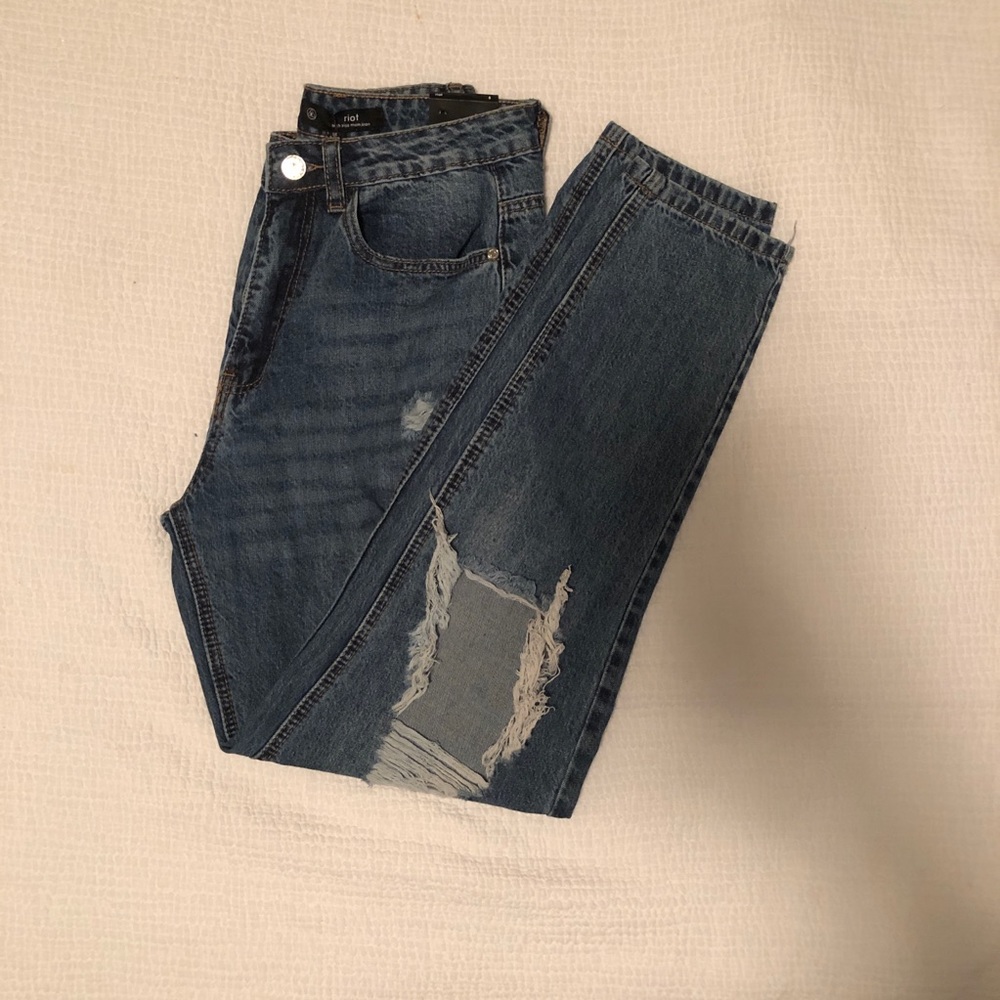 Missguided Distressed High Waisted Mom Jeans